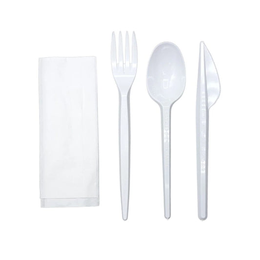 Set Tris Reutilizabil(furculita,lingura,cutit+servetel) 100buc/set